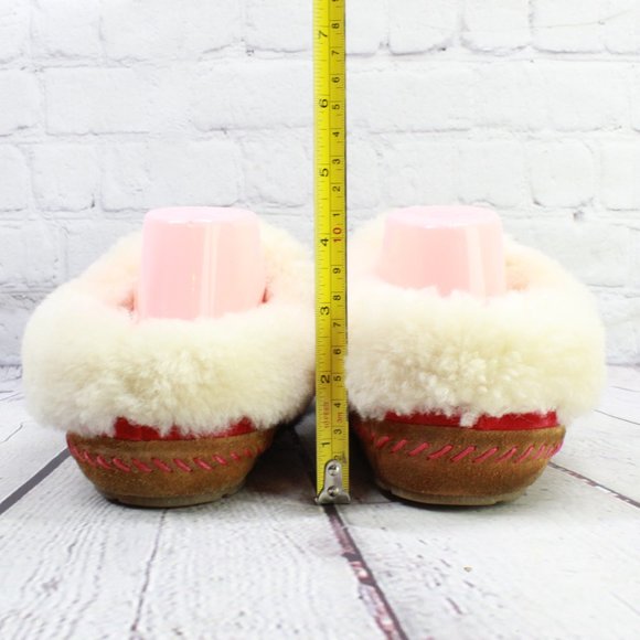 LL BEAN Women’s Squam Lake Red Suede Shearling Wicked Good Slippers Size 9 M - Picture 8 of 9